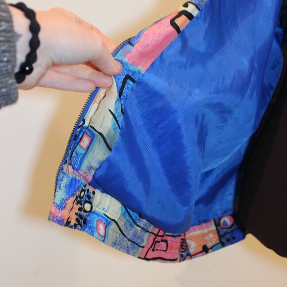 1990s Silk Abstract Print Track Jacket - Picture 10 of 13